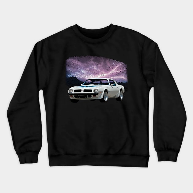 1974 Pontiac Firebird Trans AM in our lightning series on back Crewneck Sweatshirt by Permages LLC